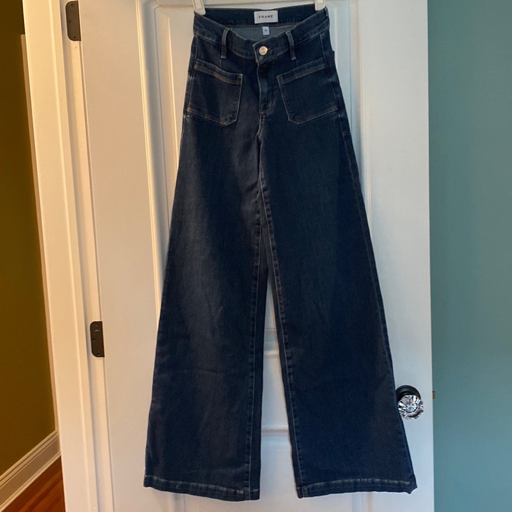 Frame Denim Dark Blue Flare & Wide Leg Jeans
